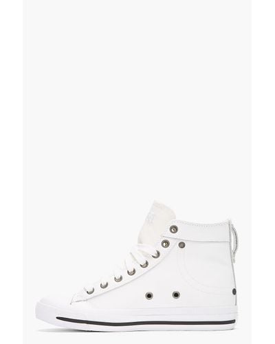 diesel white leather sneakers