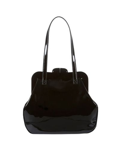 Lulu Guinness Mid Pollyanna Patent Leather Bag - Black