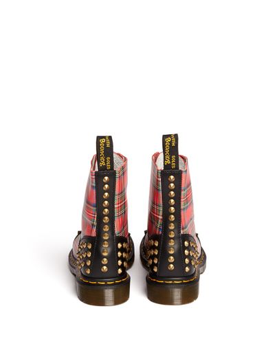 Dr. Martens 'dai' Studded Tartan Boots in Red - Lyst