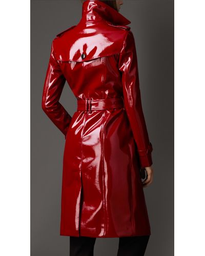 red long raincoat