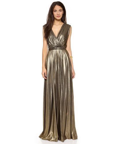 Temperley London Athena Sleeveless Maxi Dress in Gold (Metallic) - Lyst