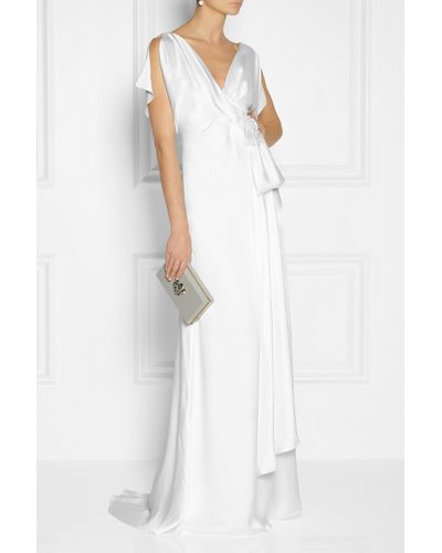 Temperley London Rosemary Wrap-effect Silk-satin Gown in White - Lyst