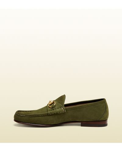 Gucci 1953 Horsebit Loafer In Suede in Olive (Green) for Men - Lyst