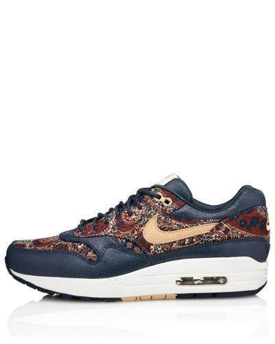 Nike Navy Bourton Liberty Print Air Max 1 Trainers in Blue | Lyst UK