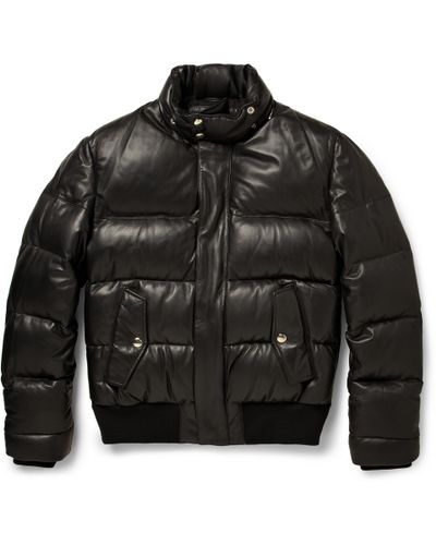 down filled leather jacket