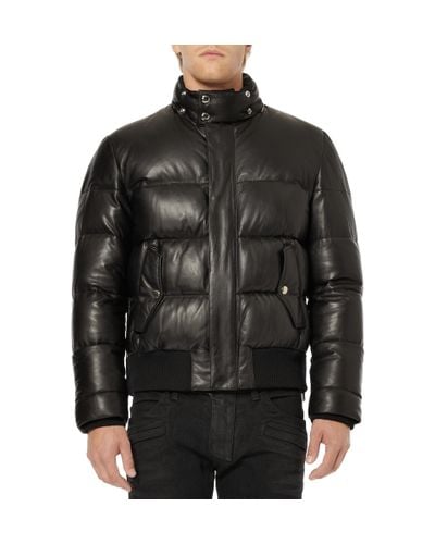 down filled leather jacket