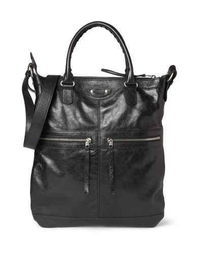 Balenciaga Creased-Leather Tote Bag in Black for Men - Lyst