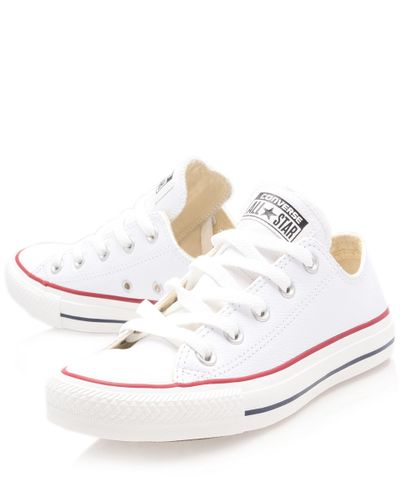 Converse White Chuck Taylor Leather Low Trainers in White - Lyst