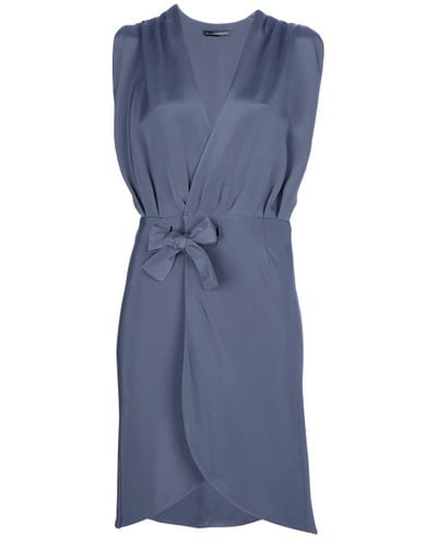 Balenciaga Silk Wrap Dress in Grey (Gray) - Lyst