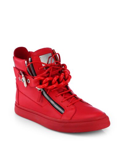 Giuseppe Zanotti Tonal Chain Sneakers in Red for Men | Lyst