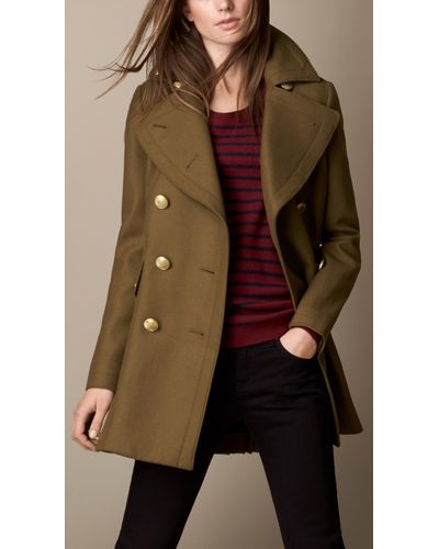 Burberry Oversize Felted Wool Coat in Khaki Green (Natural) - Lyst
