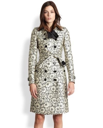 Burberry Brocade Lace Trench Coat in Black - Lyst