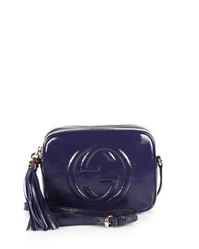 Gucci Soho Patent Leather Disco Bag in Azure (Blue) - Lyst