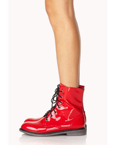 red combat boots