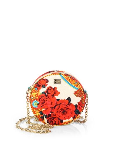 Dolce & Gabbana Miss Glam Printed Brocade Crossbody Bag in Red | Lyst