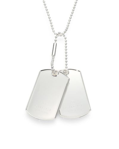 gucci silver dog tag necklace