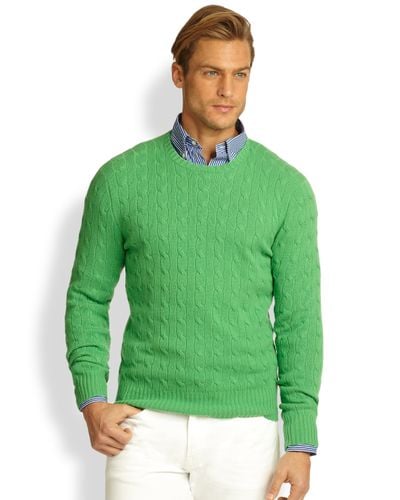 ralph lauren green cable knit sweater