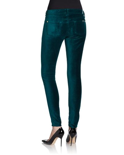 7 For All Mankind Velvet Skinny Jeans in Dark Jade (Green) - Lyst