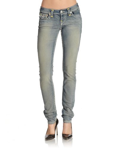 True Religion Julie Super T Bright Skinny Jeans in Gray - Lyst