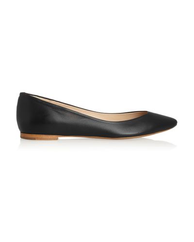 black leather pointed flats