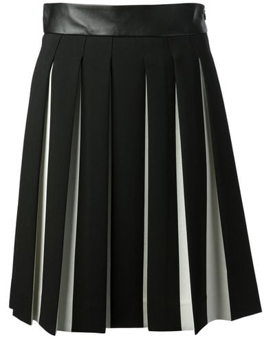 MILLY Box Pleat Skirt in Black | Lyst