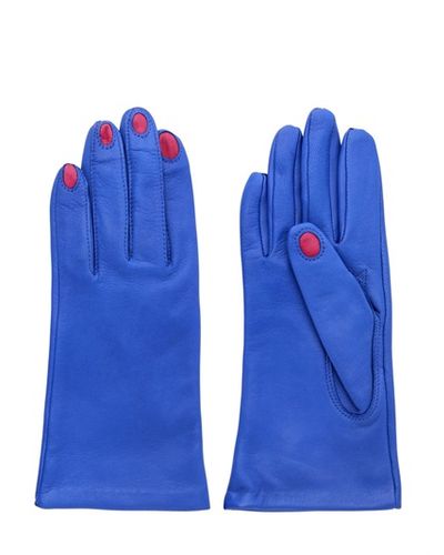 Aristide Red Nails Nappa Leather Gloves in Blue - Lyst