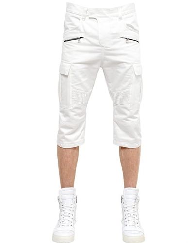 all white cargo shorts