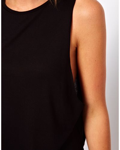 ASOS Cropped Tank Top with High Neck in Black - Lyst
