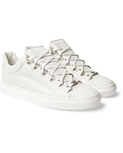 Balenciaga Arena Creased Leather Low Top Sneakers in White for Men - Lyst