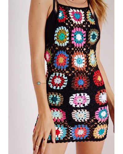 Missguided Patchwork Crochet Multi Coloured Dress | Lyst UK