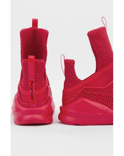 PUMA Fenty Mesh High-Top Sneakers in Red - Lyst