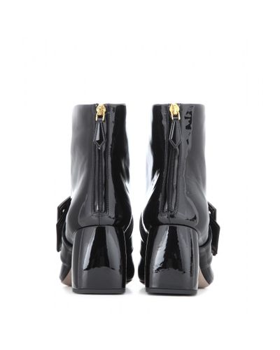 Miu Miu Patent Leather Ankle Boots in Black | Lyst