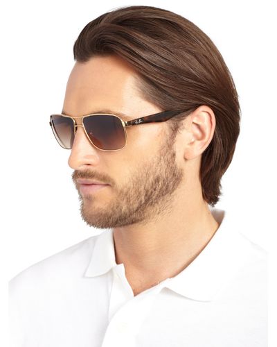 Ray-Ban 59mm Square Aviator Sunglasses in Brown for Men | Lyst