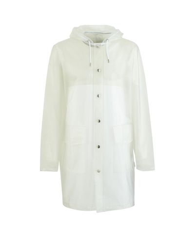 Rains Hooded Coat in White for Men - Lyst