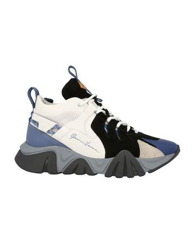 Baskets montantes bleues et blanches Squalo Hiker Daim Versace pour homme -  Lyst