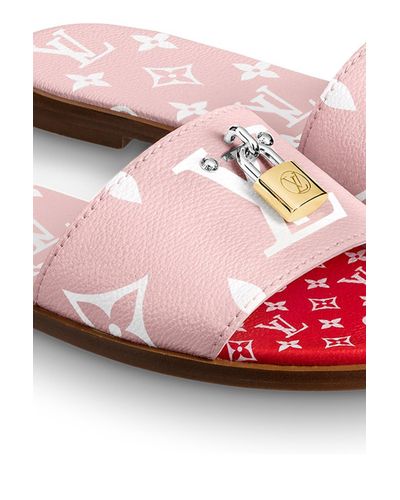 Louis Vuitton Leather Lock It Flat Mule in Pink | Lyst