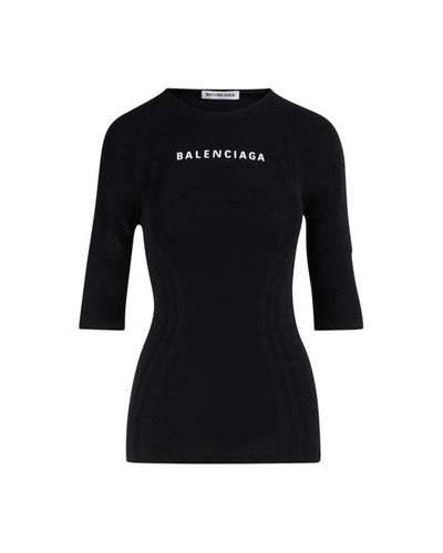 Balenciaga 3/4-sleeved Top in Black - Lyst