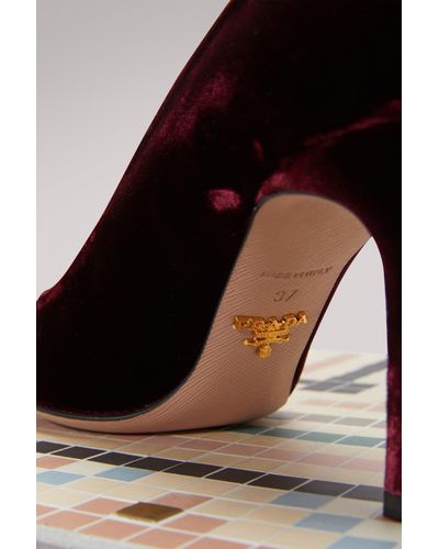 Prada Velvet Pumps in Bordeaux (Brown 