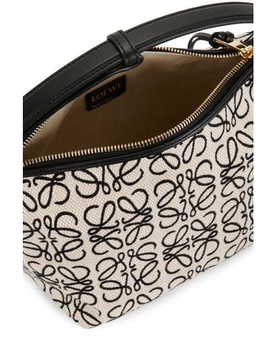 Loewe Leather Small Cubi Bag In Anagram Jacquard And Calfskin 