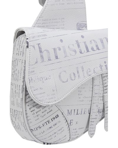 Dior Leather Printed Calfskin And Daniel Arsham Saddle Bag in White for Men  | Lyst