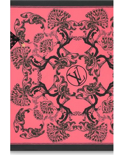 Louis Vuitton Silk Floral Stamp Pleated Giant Square in Rose (Pink 
