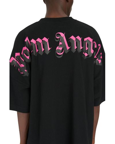 Palm Angels Double Logo T-shirt in Black_fuchsia (Black) for Men 