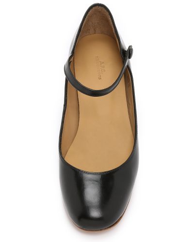 A.P.C. Leather Jasmine Mary Jane Shoes in Black - Lyst