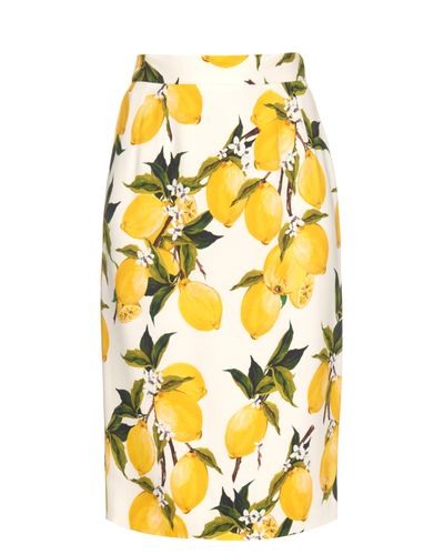 Dolce & Gabbana Silk Floral Print Skirt - Lyst