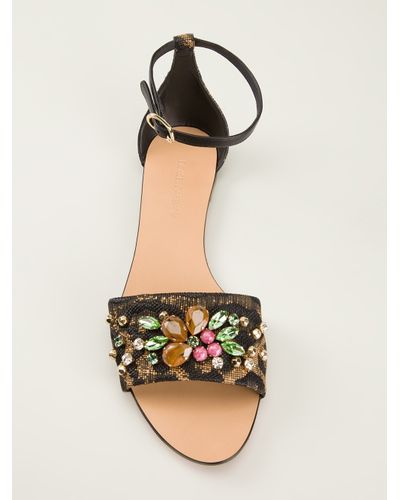 Dolce & Gabbana Bejewelled Sandals in Black - Lyst