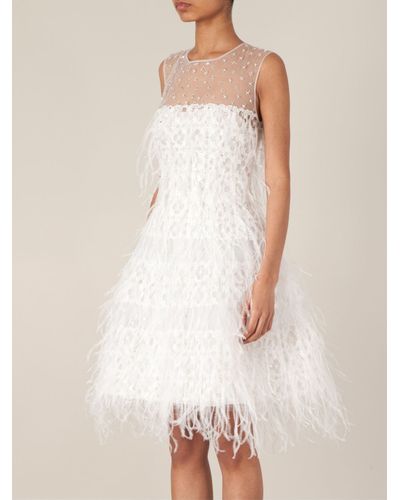 short white ostrich feather dress