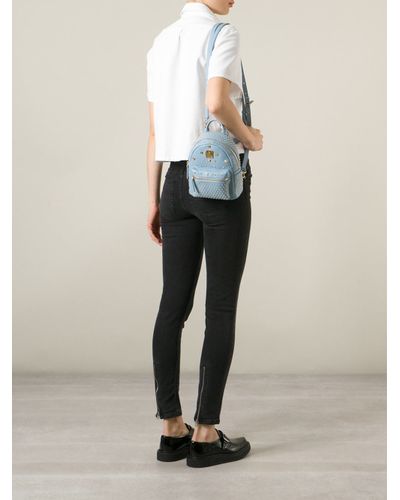 mcm mini backpack blue