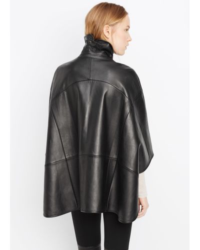 leather cape coat