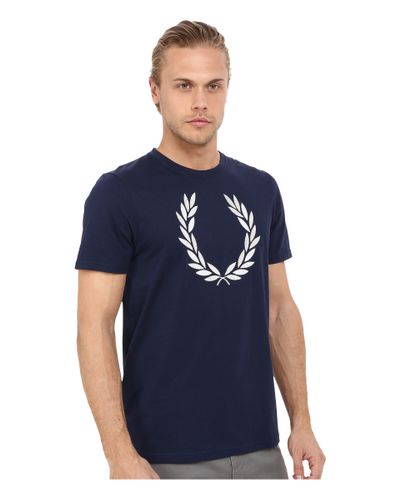 Fred Perry Cotton Textured Laurel Wreath T-shirt in Carbon Blue (Blue) for  Men - Lyst