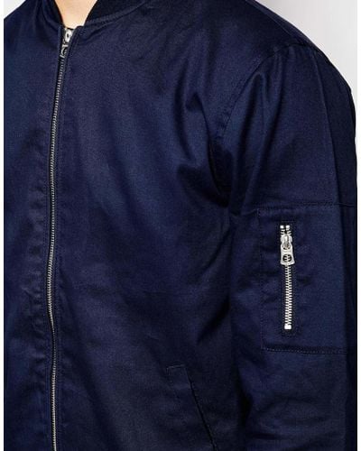 Jack & Jones Synthetic Bomber Jacket in Navy (Blue) for Men | Lyst